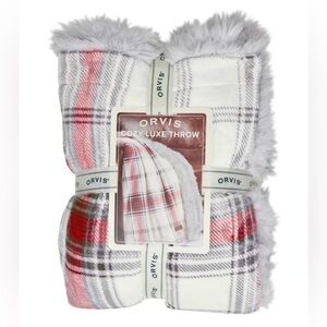 Orvis Cozy Luxe Throw Blanket 60” x 70” 100% Polyester Machine Washable Ivory